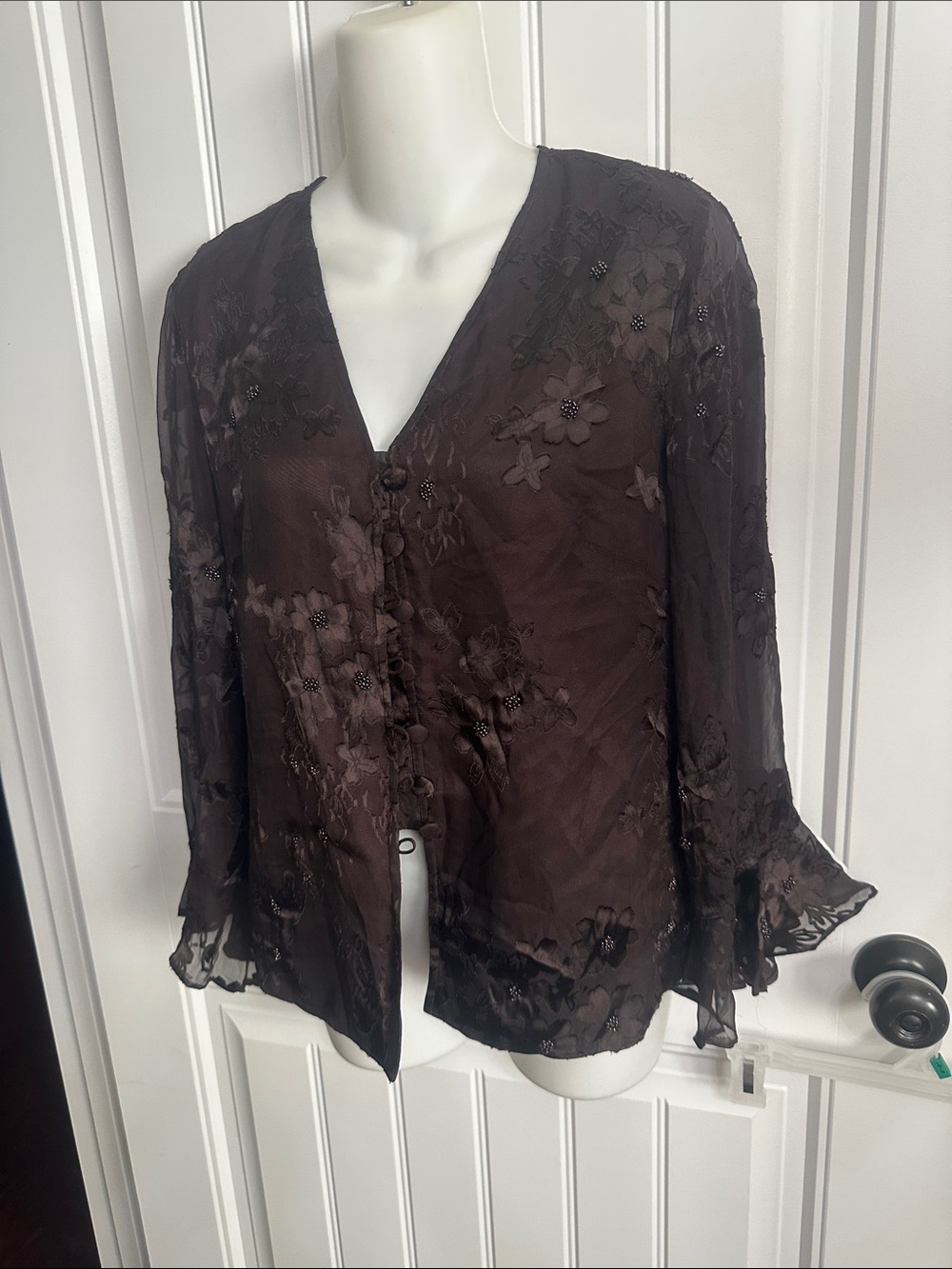 Spencer Jeremy Brown silk Beaded Jacket Size 8 Appears New Vintage